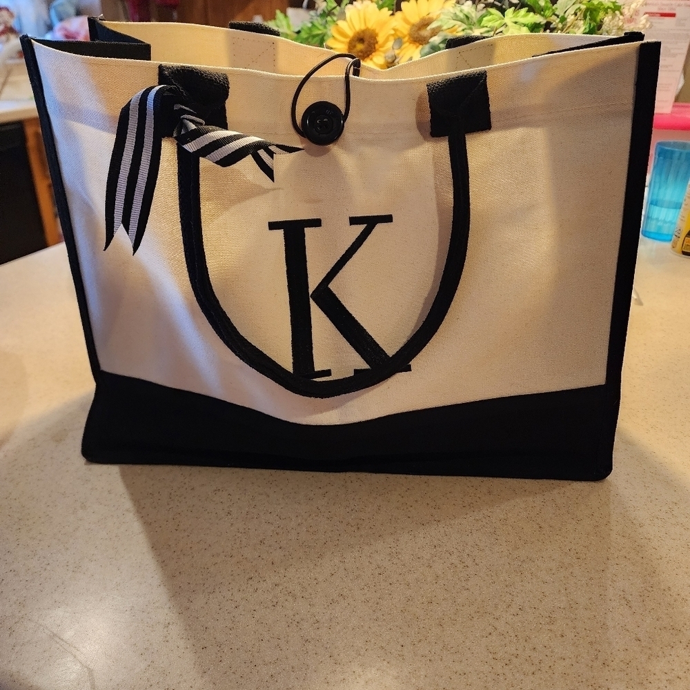 K1 - NWT BeeGreen Monogram  "K" Large Tote Bag
